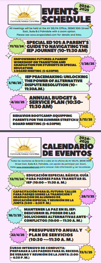 clickable pic to view full flyer for cac event schedule 2024-25